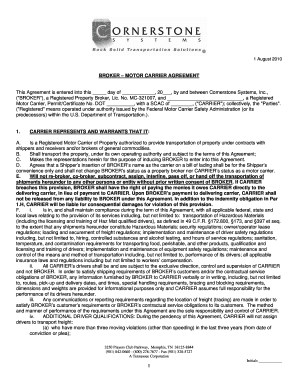 Broker Motor Carrier Agreement