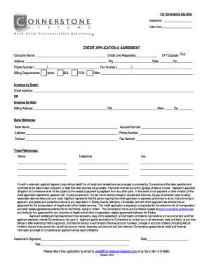 Cornerstone Credit Application and Agreement