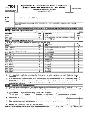 Form 7004 Business Tax Extension Application