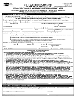 Illinois Special Education Teacher Tuition Waiver Application