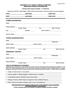 University of Illinois Emergency Medical Information Form