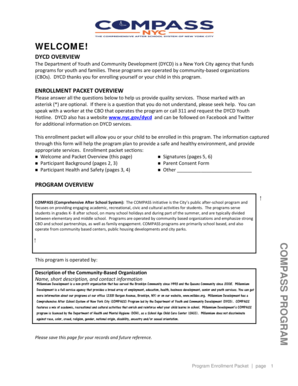 New York City DYCD Compass Program Enrollment Form
