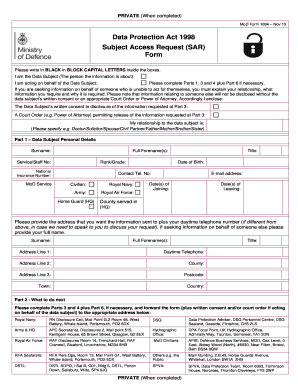 UK MoD Subject Access Request Form