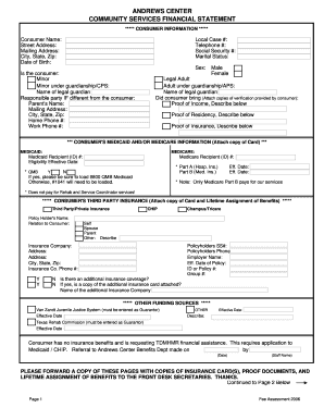 Andrews Center Community Services Financial Statement