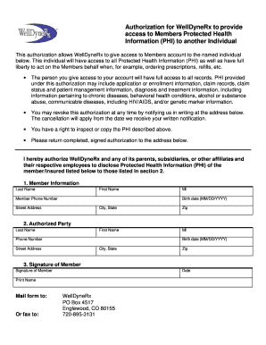 WellDyneRx PHI Access Authorization