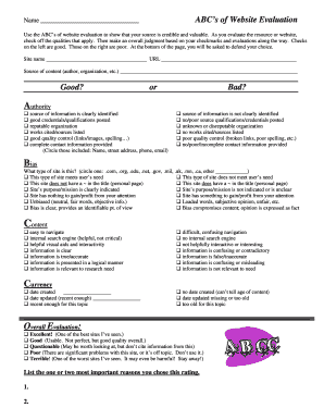 Website Evaluation Form
