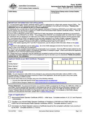 Aeronautical Radio Operator Certificate Application