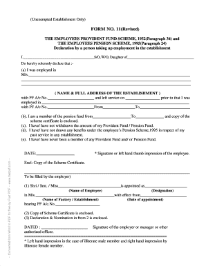 Employee Provident Fund Declaration Form