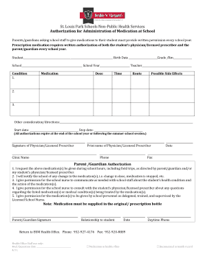 School Medication Authorization Form