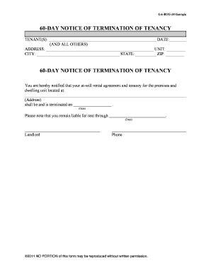 60-Day Notice of Termination of Tenancy