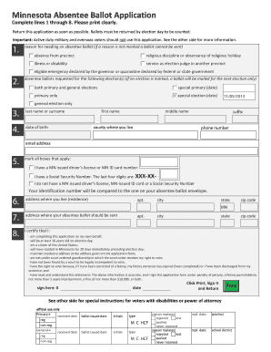 Minnesota Absentee Ballot Application