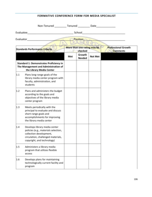 Formative Conference Form for Media Specialist