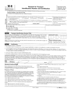 IRS Form W-9 Request for Taxpayer Identification Number and Certification