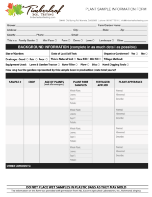 Plant Sample Information Form