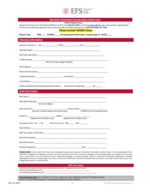 Merchant Automated Clearing House Action Form