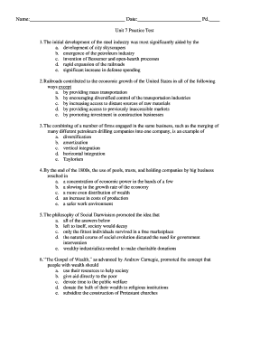 Unit 7 Practice Test