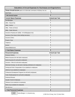 Business Annual Expenses Calculation Form