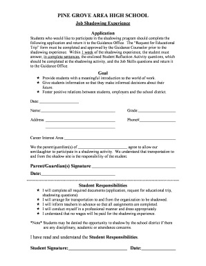 Fillable Online Job Shadow Form Fax Email Print - pdfFiller