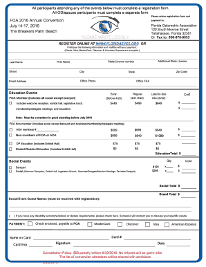 FOA 2016 Annual Convention Registration Form