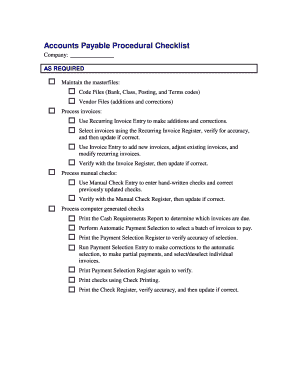 Accounts Payable Procedural Checklist