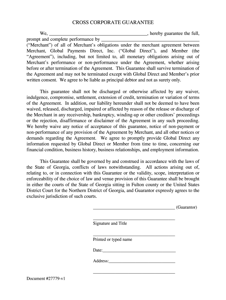 Cross Company Guarantee Template Fill Online Printable Fillable 