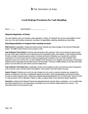 Desktop procedures form - Accounting and Financial Reporting