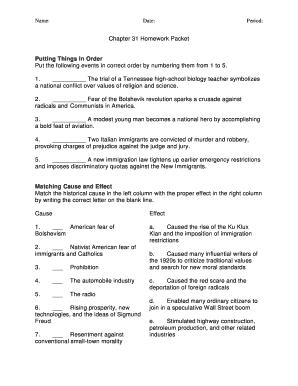 Chapter 31 Homework Packet