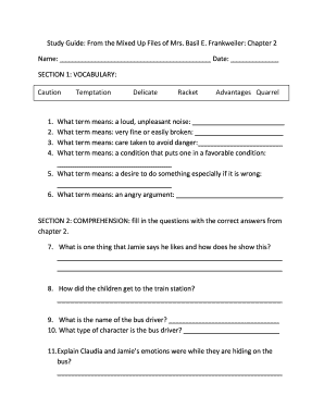 Study Guide: From the Mixed Up Files of Mrs. Basil E. Frankweiler