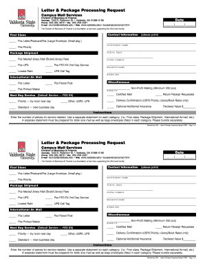 Letter & Package Processing Request Form