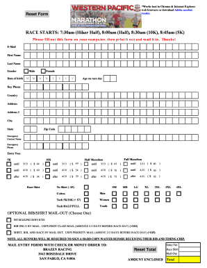 Race Registration Form