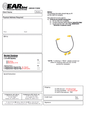 Banded Earplug Order Form