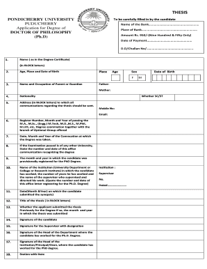 application for phd thesis submission