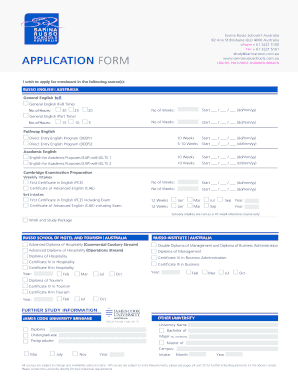 Sarina Russo Schools Application Form