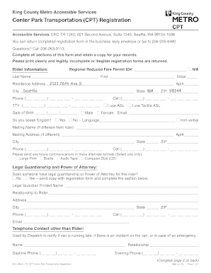 King County Metro Accessible Services Registration Form