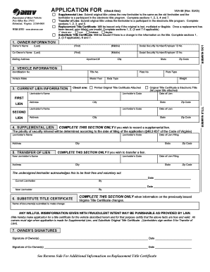 Virginia Vehicle Title Application Form VSA 66