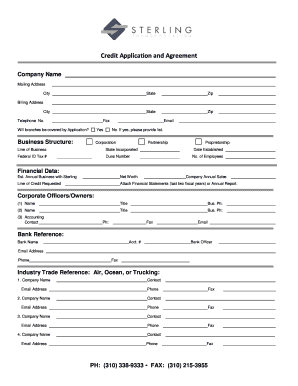 Sterling Transportation Credit Application