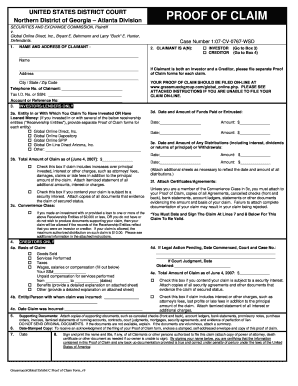 Proof of Claim Form