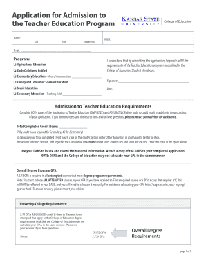 Teacher Education Program Application