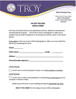 Media Release Objection Form