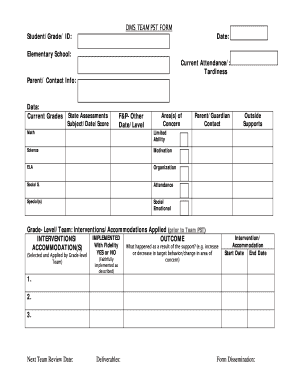 DMS Team PST Form