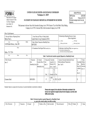 SEC Form 4 Statement of Changes in Beneficial Ownership