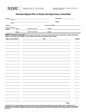 Doctoral Degree Plan of Study and Supervisory Committee