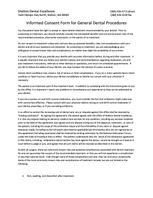 Informed Consent Form for General Dental Procedures