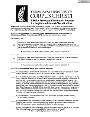 FERPA Protected Information Request Form