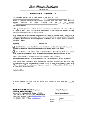 Horse Purchase Contract