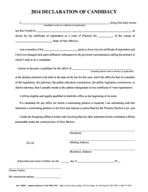 New Mexico Declaration of Candidacy Form