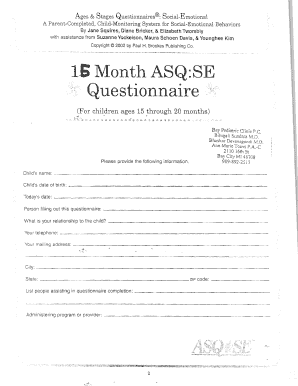 Ages & Stages Social-Emotional Questionnaire