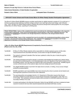 Georgia Move On When Ready Participation Agreement