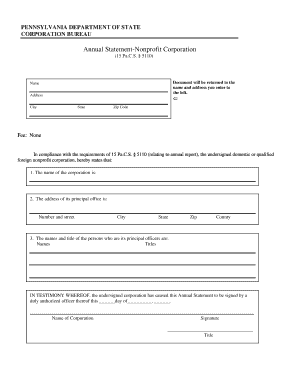 Pennsylvania Nonprofit Annual Statement