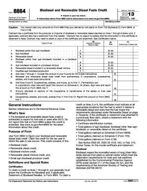 Form 8864 Biodiesel and Renewable Diesel Fuels Credit